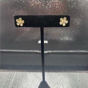 Elegant Gold Sterling Silver Flower Stud Earrings